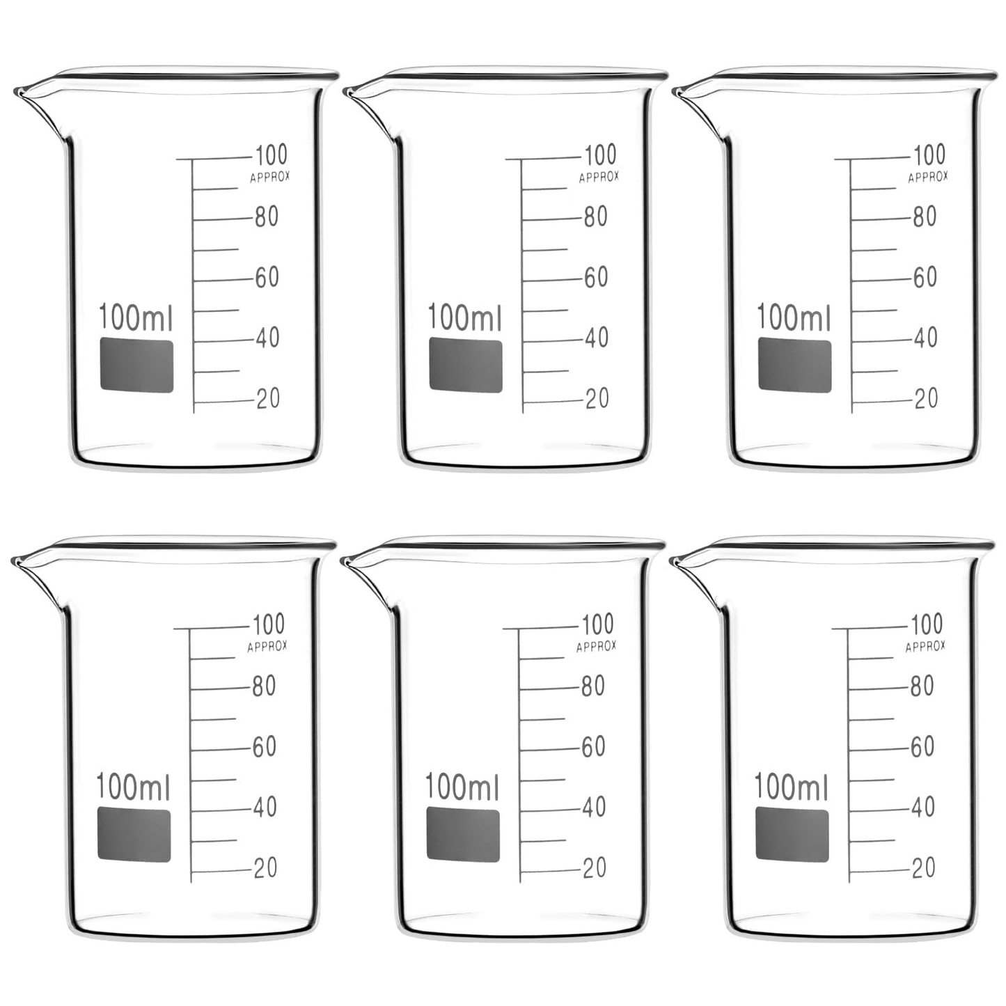 100 ml Borosilicate Glass Beaker x 6
